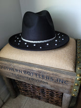 Load image into Gallery viewer, Black Custom Hat with Pearls
