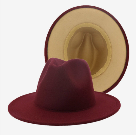 two-tone fedora hat wine red