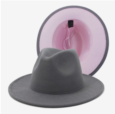 two-tone fedora hat grey