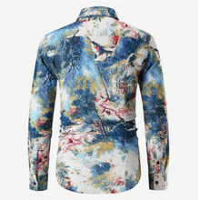 Load image into Gallery viewer, blue abstract long sleeve shirts
