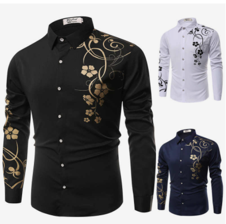 gold flower long sleeve shirts